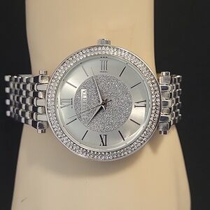 Valletta Women's Silver-Tone Rhinestone Bling Watch